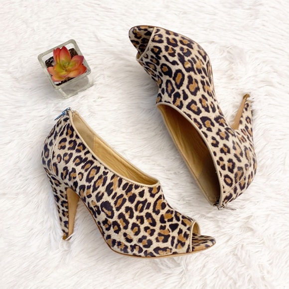 LOEFFLER RANDALL | Leopard print peep toe heel ankle bootie women SIZE 8… - Picture 6 of 9